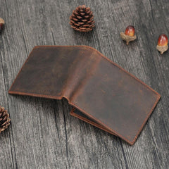 Leather Small Mens Wallet Bifold Vintage Trifold billfold Wallet for Men - iwalletsmen