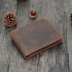Leather Small Mens Wallet Bifold Vintage Trifold billfold Wallet for Men - iwalletsmen