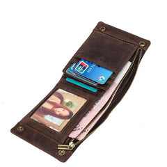 Leather Small Mens Wallet Bifold Vintage billfold Wallet for Men - iwalletsmen