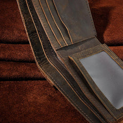 Leather Small Mens Wallet Vintage billfold Bifold Wallet for Men - iwalletsmen
