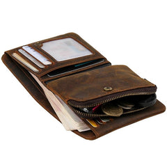 Leather Small Mens Wallet Slim Vintage Bifold Wallet for Men - iwalletsmen