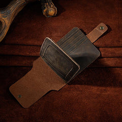 Leather Small Mens Wallet Vintage billfold Bifold Wallet for Men - iwalletsmen