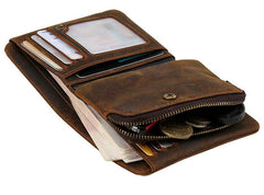 Leather Small Mens Wallet Slim Vintage Bifold Wallet for Men - iwalletsmen