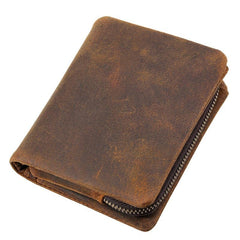 Leather Small Mens Wallet Slim Vintage Bifold Wallet for Men - iwalletsmen