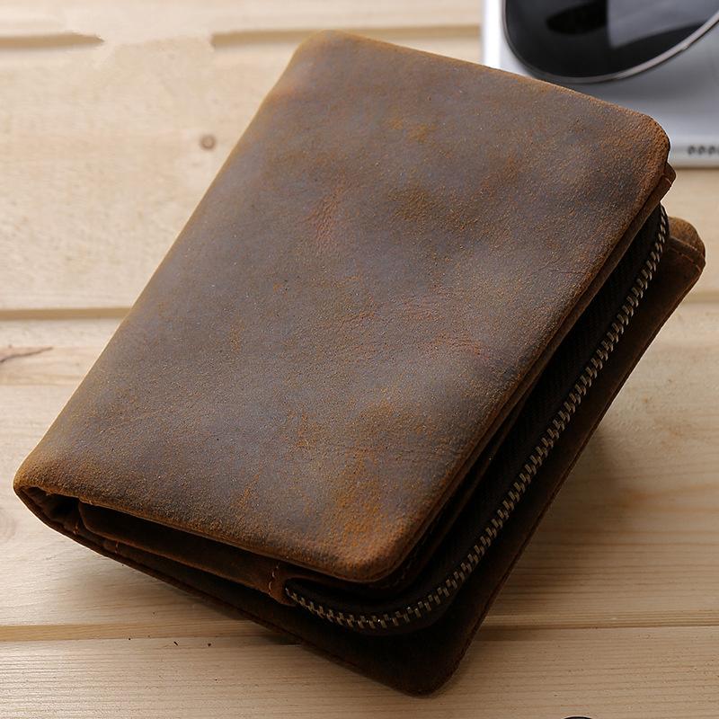 Leather Small Mens Wallet Slim Vintage Bifold Wallet for Men - iwalletsmen