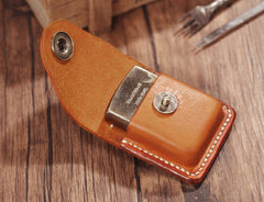 Handmade Light Brown  Leather Mens Zippo Lighter Case With Belt Loop Zippo  Standard Lighter Holders For Men - iwalletsmen