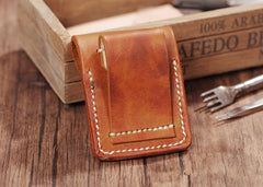 Handmade Light Brown  Leather Mens Zippo Lighter Case With Belt Loop Zippo  Standard Lighter Holders For Men - iwalletsmen