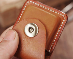 Handmade Light Brown  Leather Mens Zippo Lighter Case With Belt Loop Zippo  Standard Lighter Holders For Men - iwalletsmen