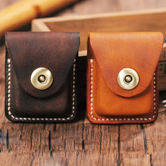 Handmade Light Brown  Leather Mens Zippo Lighter Case With Belt Loop Zippo  Standard Lighter Holders For Men - iwalletsmen