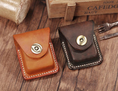 Handmade Light Brown  Leather Mens Zippo Lighter Case With Belt Loop Zippo  Standard Lighter Holders For Men - iwalletsmen