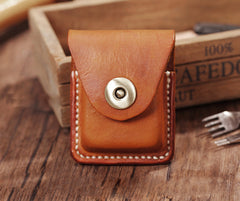 Handmade Light Brown  Leather Mens Zippo Lighter Case With Belt Loop Zippo  Standard Lighter Holders For Men - iwalletsmen