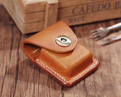 Handmade Light Brown  Leather Mens Zippo Lighter Case With Belt Loop Zippo  Standard Lighter Holders For Men - iwalletsmen