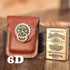 Cool Brown Leather Mens Zippo Lighter Case Holster Standard Zippo Lighter Holder with Belt Clip For Men - iwalletsmen