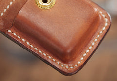 Cool Brown Leather Mens Zippo Lighter Case Holster Standard Zippo Lighter Holder with Belt Clip For Men - iwalletsmen