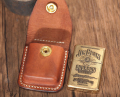 Cool Brown Leather Mens Zippo Lighter Case Holster Standard Zippo Lighter Holder with Belt Clip For Men - iwalletsmen