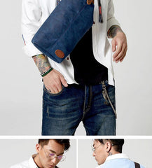 Waxed Canvas Sling Backpack Men's Sling Bag Navy Blue Chest Bag Waxed Canvas One shoulder Backpack For Men - iwalletsmen