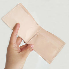 Light Beige Handmade Mens Bifold Leather Small Wallets Cool billfold Wallet for Men - iwalletsmen