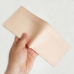 Light Beige Handmade Mens Bifold Leather Small Wallets Cool billfold Wallet for Men - iwalletsmen