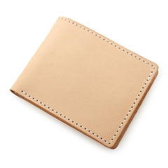 Light Beige Handmade Mens Bifold Leather Small Wallets Cool billfold Wallet for Men - iwalletsmen