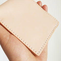 Light Beige Handmade Mens Bifold Leather Small Wallets Cool billfold Wallet for Men - iwalletsmen