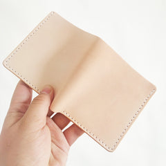 Light Beige Handmade Mens Bifold Leather Small Wallets billfold Card Wallet for Men - iwalletsmen