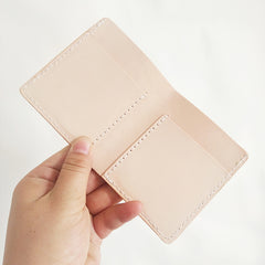 Light Beige Handmade Mens Bifold Leather Small Wallets billfold Card Wallet for Men - iwalletsmen