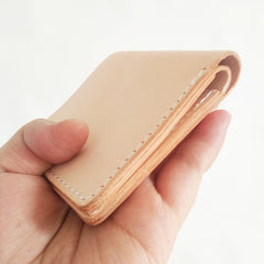 Light Beige Handmade Mens Bifold Leather Small Wallets billfold Card Wallet for Men - iwalletsmen