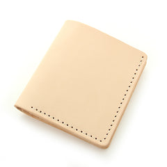 Light Beige Handmade Mens Bifold Leather Small Wallets billfold Card Wallet for Men - iwalletsmen
