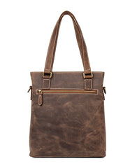 Casual Brown Leather 12 inches Shoulder Briefcase Work Bags Tote Bags for Men - iwalletsmen