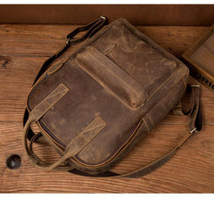 Cool Brown Mens Leather 15-inch Work Backpack Handbag Travel Backpack Computer Backpack for Men - iwalletsmen