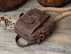 Casual Brown Leather Small Side Bags Waist Bag Belt Pouch Messenger Bag Courier Bag for Men - iwalletsmen
