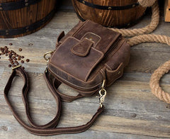 Casual Brown Leather Small Side Bags Waist Bag Belt Pouch Messenger Bag Courier Bag for Men - iwalletsmen