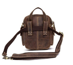 Casual Brown Leather Small Side Bags Waist Bag Belt Pouch Messenger Bag Courier Bag for Men - iwalletsmen