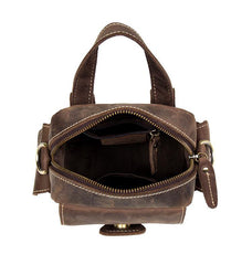 Casual Brown Leather Small Side Bags Waist Bag Belt Pouch Messenger Bag Courier Bag for Men - iwalletsmen