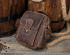 Casual Brown Leather Small Side Bags Waist Bag Belt Pouch Messenger Bag Courier Bag for Men - iwalletsmen