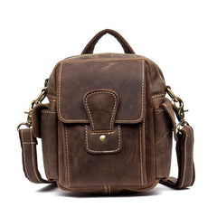 Casual Brown Leather Small Side Bags Waist Bag Belt Pouch Messenger Bag Courier Bag for Men - iwalletsmen