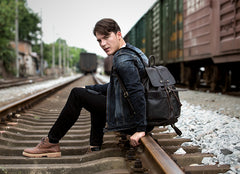 Light Brown Casual Mens Leather 15-inch Computer Backpack Dark Brown Travel Backpacks School Backpacks for men - iwalletsmen
