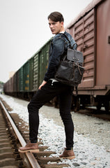 Light Brown Casual Mens Leather 15-inch Computer Backpack Dark Brown Travel Backpacks School Backpacks for men - iwalletsmen