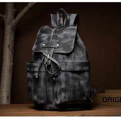 Light Brown Casual Mens Leather 15-inch Computer Backpack Dark Brown Travel Backpacks School Backpacks for men - iwalletsmen