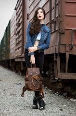 Light Brown Casual Mens Leather 15-inch Computer Backpack Dark Brown Travel Backpacks School Backpacks for men - iwalletsmen