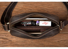 Coffee Cool Leather Side Bag Small Postman Bag Messenger Bag Courier Bag for Men - iwalletsmen