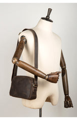 Coffee Cool Leather Side Bag Small Postman Bag Messenger Bag Courier Bag for Men - iwalletsmen