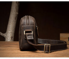 Coffee Cool Leather Side Bag Small Postman Bag Messenger Bag Courier Bag for Men - iwalletsmen