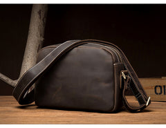 Coffee Cool Leather Side Bag Small Postman Bag Messenger Bag Courier Bag for Men - iwalletsmen