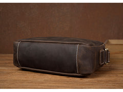 Coffee Cool Leather Side Bag Small Postman Bag Messenger Bag Courier Bag for Men - iwalletsmen