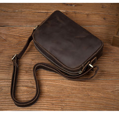 Coffee Cool Leather Side Bag Small Postman Bag Messenger Bag Courier Bag for Men - iwalletsmen