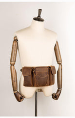 Cool Brown Leather Mens Fanny Pack Tool Waist Bags Hip Pack Belt Bag Bumbags for Men - iwalletsmen