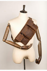 Cool Brown Leather Mens Fanny Pack Tool Waist Bags Hip Pack Belt Bag Bumbags for Men - iwalletsmen