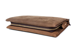 Light Brown Cool Mens long Wallet Wristlet Wallet Clutch Wallet Dark Brown Long Wallets for Men - iwalletsmen