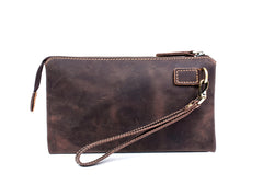 Light Brown Cool Mens long Wallet Wristlet Wallet Clutch Wallet Dark Brown Long Wallets for Men - iwalletsmen